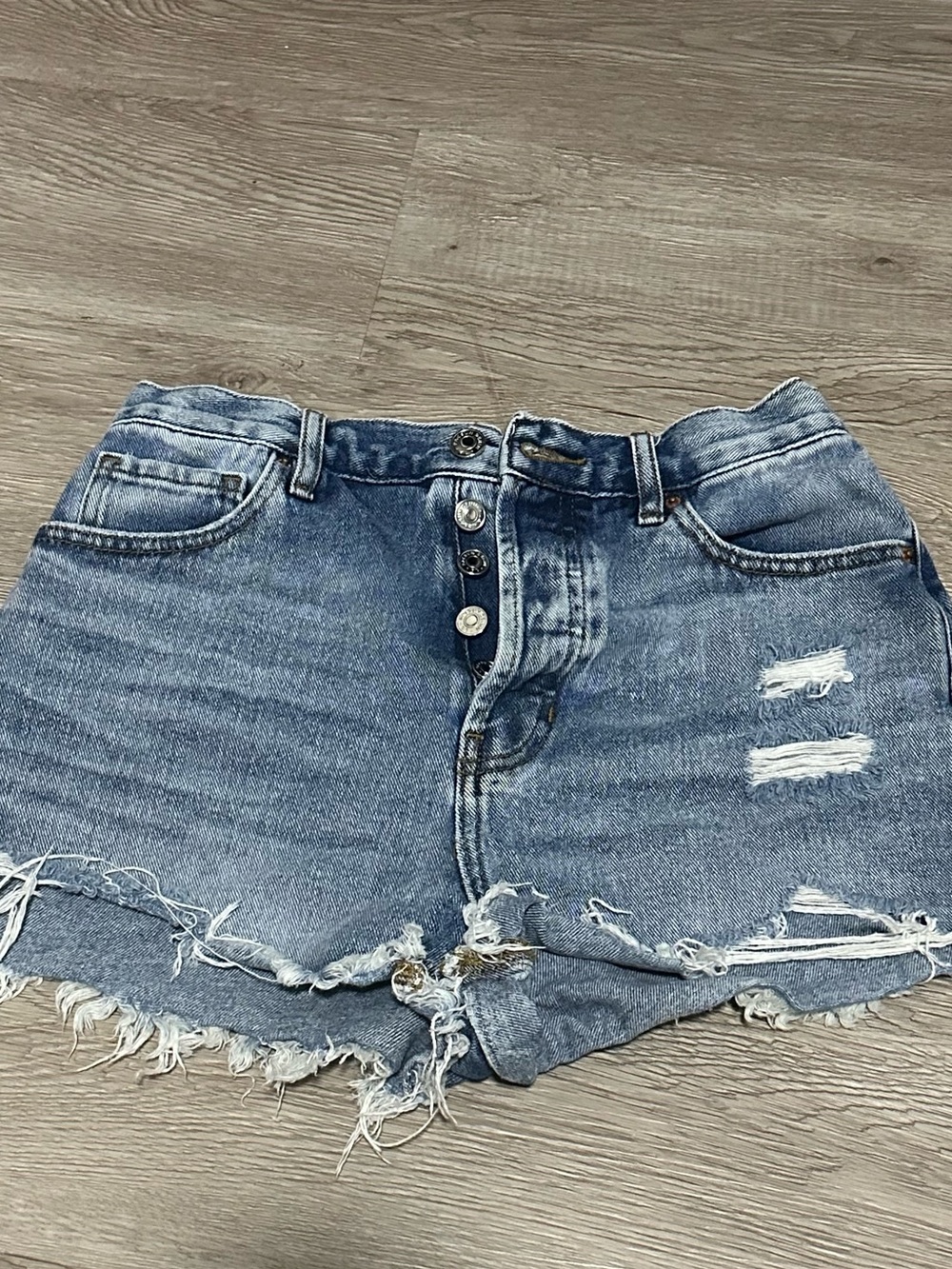 PacSun Women's Distressed Light Blue Denim Shorts